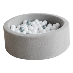 Moje | Bällebad Bouclé - Grau 90x30 cm + Bälle