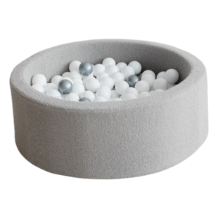 Moje | Piscine à balles Bouclé - Gris 90x30 cm + Balles