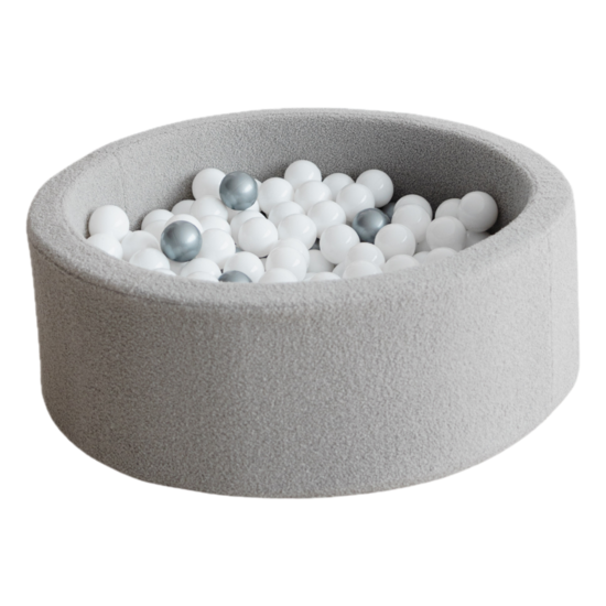 Moje Moje | Piscine à balles Bouclé - Gris 90x30 cm + Balles