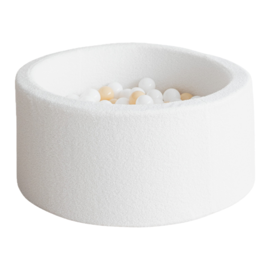 Moje Moje | Piscine à balles Bouclé - Blanc 90x40 cm + Balles