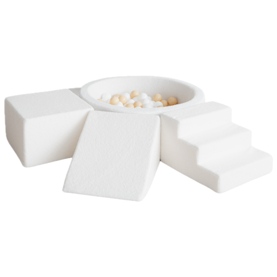 Moje Moje |  3 Elements + Ball Pool  - Bouclé White 90x30 cm + 200 Balls