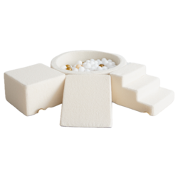 Moje |  3 Elemente + Bällebad  - Bouclé Creme 90 x 30 cm + 200 Bälle