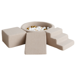 Moje | 3 éléments + piscine à balles - Bouclé  Beige 90 x 30 cm + 200 balles