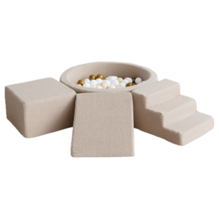 Moje | 3 éléments + piscine à balles - Bouclé  Beige 90 x 30 cm + 200 balles