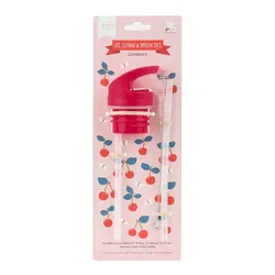 A Little Lovely Company | Lid, Straw & Brush Set Cherries