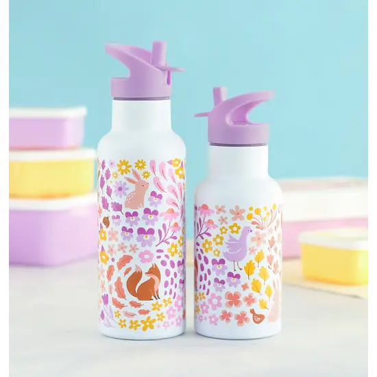 A Little Lovely Company A Little Lovely Company | Lid, Straw & Brush Set: Flower garden