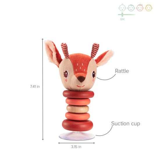 Lilliputiens Lilliputiens | Stella the Deer Swinging Rattle with Suction Cup