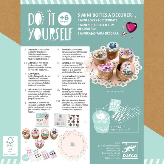 Djeco Djeco | Do It Yourself - 5 Mini-doosjes Om Te Versieren