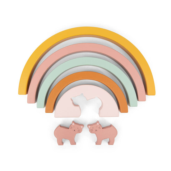 Trixie Trixie |  Wooden rainbow stacking - Mrs. Cat