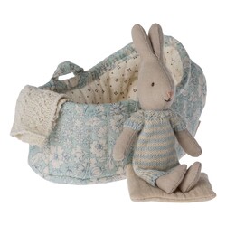 Maileg | Rabbit in Carry Basket - Blue - Light Blue