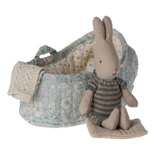 Maileg | Rabbit in Carry Basket - Blue - Dark Blue
