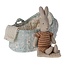 Maileg Maileg | Rabbit in Carry Basket - Blue - Brown