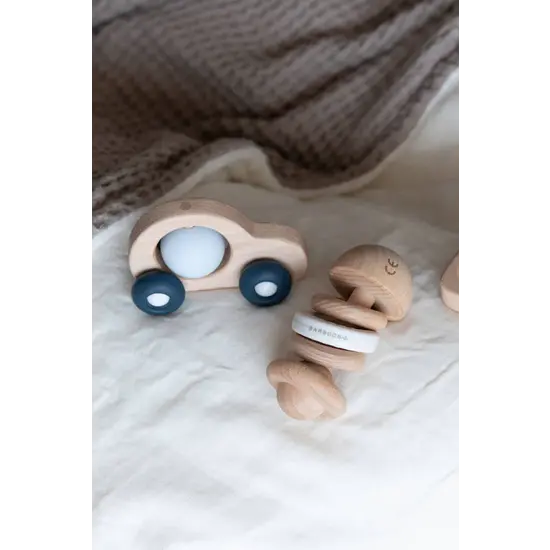 Bamboom Bamboom | Rassel aus Holz und Silikon, weiß