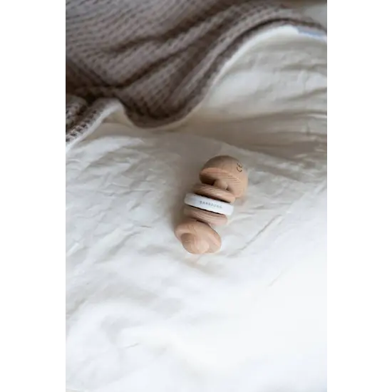 Bamboom Bamboom | Hochet en bois et silicone blanc