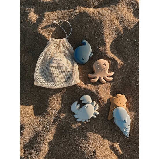 Bamboom Bamboom | Jouets de plage Set de formes Bleu Silicone 5 pièces