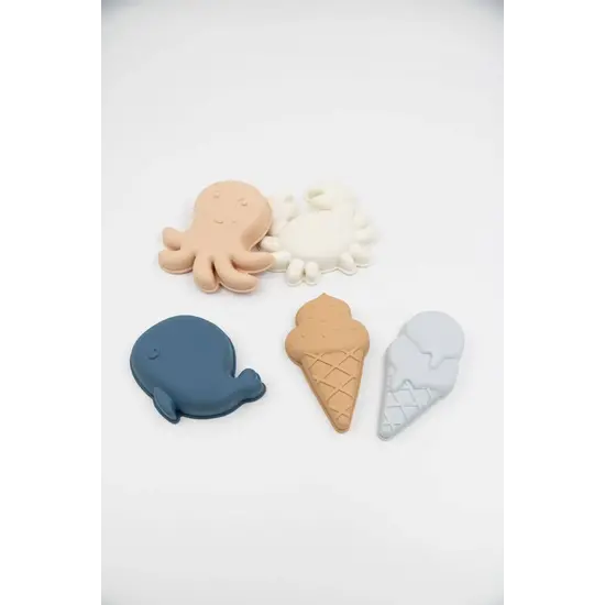Bamboom Bamboom | Strandspeelgoed Vormenset Blauw Siliconen 5-pack