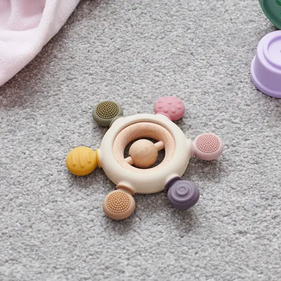 Tickit Tickit | Silisoft Rattle Teething Toy Earth Colours