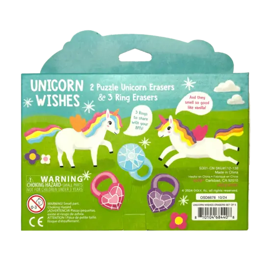 Ooly Ooly | Unicorn Wishes Scented Puzzle Erasers Set of 5