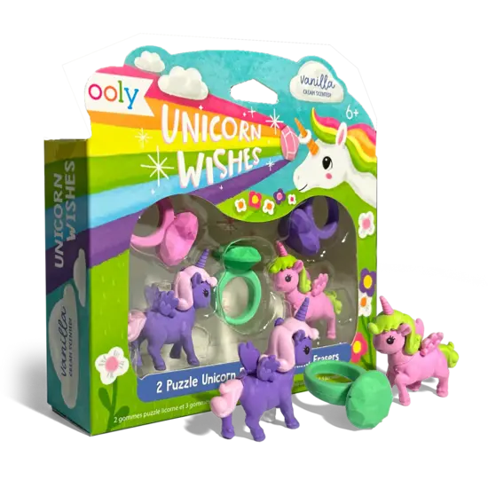 Ooly Ooly | Unicorn Wishes Scented Puzzle Erasers Set of 5