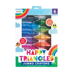 Ooly | Happy Triangles Jumbo Crayons de couleur, lot de 12