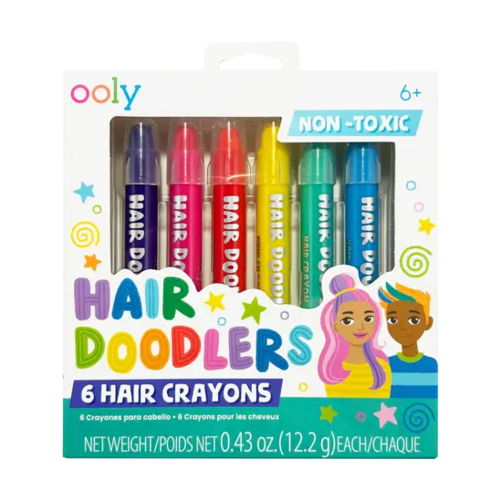 Ooly Ooly | Hair Doodlers Crayons pour colorer les cheveux, lot de 6