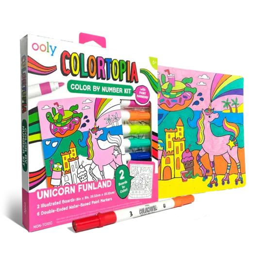 Ooly Ooly | Kit de marqueurs de peinture Colortopia Color By Number Unicorn Funland