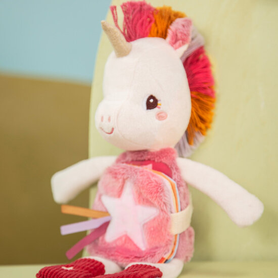 Lilliputiens Lilliputiens | Lena la licorne Glow-In-The-Dark Livre en peluche et tissu