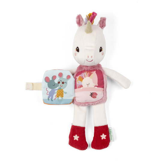 Lilliputiens Lilliputiens | Lena la licorne Glow-In-The-Dark Livre en peluche et tissu