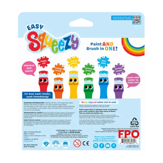 Ooly Ooly | Easy Squeezy Knijpbare Posterverfkwasten Set Van 6