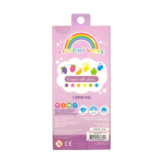 Ooly Ooly | Stylos gel parfumés Yummy Yummy Neon, lot de 6