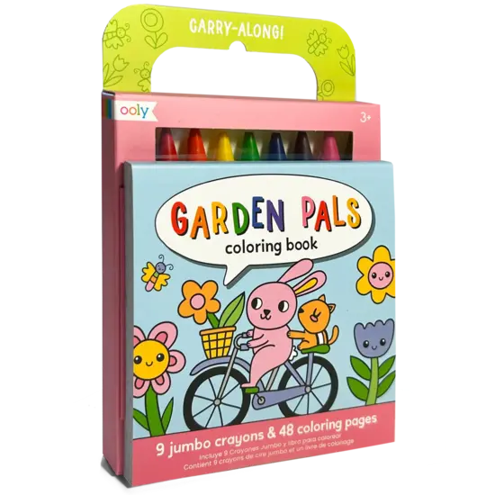 Ooly Ooly | Carry Along! Kleurboek en waskrijtjesset Garden Pals Set Van 9 Krijtjes