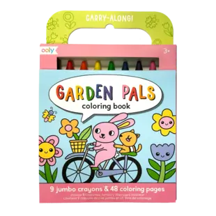 Ooly | Carry Along! Coloring Book and Crayon Set Garden Pals Set of 9 Crayons