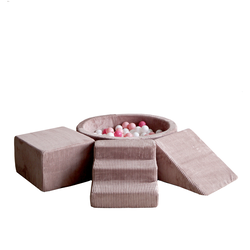 Moje | 3 Elements + Ball Pool - Rib Velvet  Dark Beige 90x30 cm + 200 Balls