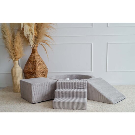 Moje Moje | 3 Elements + Ball Pool - Rib Velvet  Velvet  Grey 90x30 cm + 200 Balls