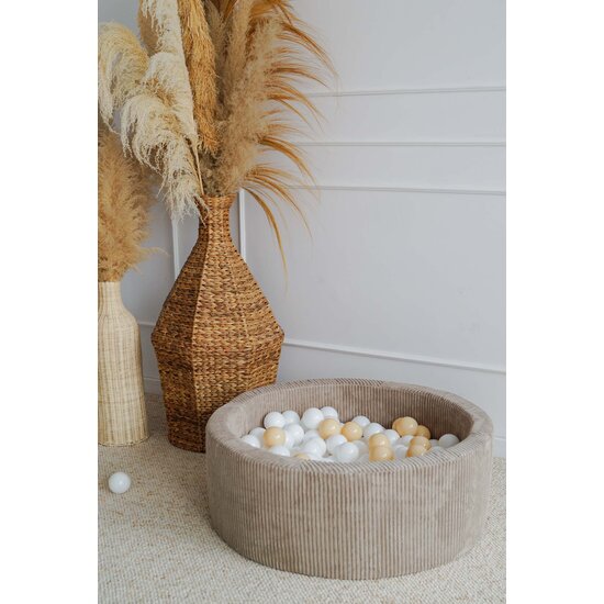 Moje Moje | Ball Pool Rib Velvet - Dark Beige 90x30 cm + Balls