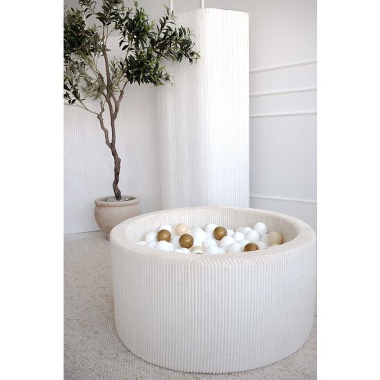 Moje Moje | Ball Pool Rib Velvet - Créme 90x40 cm + Ballen