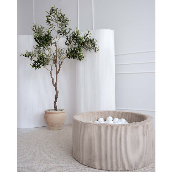 Moje Moje | Piscine à balles Rib Velvet - Beige foncé 90 x 40 cm + balles