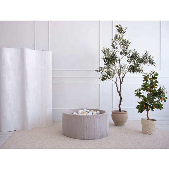 Moje Moje | Bällebad Rib Velvet – Grau 90 x 40 cm + Bälle