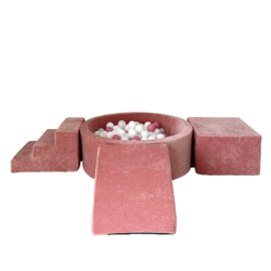 Moje | 3 éléments + piscine à balles - Velours doux rose framboise 90 x 30 cm + 200 balles