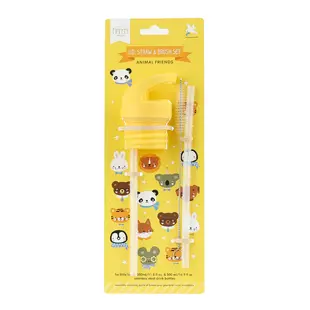 A Little Lovely Company | Cap, Straw & Brush Set Animal Friends