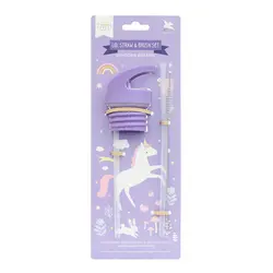A Little Lovely Company | Verschluss, Strohhalm & Bürste Set Unicorn Dreams