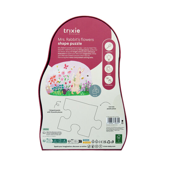 Trixie Trixie | Shape puzzle - Mrs. Rabbit's flowers - 12 pcs