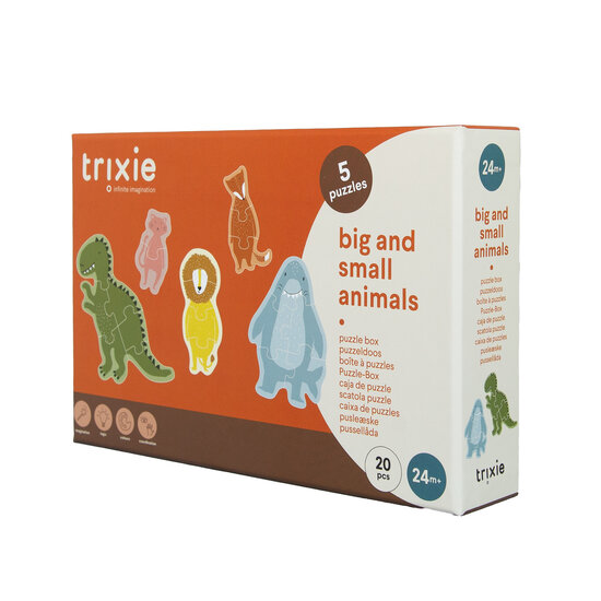 Trixie Trixie | Puzzleschachtel - große und kleine Tiere - 5 Puzzles