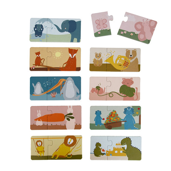 Trixie Trixie |  Puzzle box - Matching animals - 10 duo puzzles