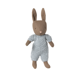 Maileg | Lapin Micro Brown Blue en costume tricoté
