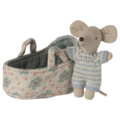 Maileg Maileg | Baby mouse in carry cot Blue