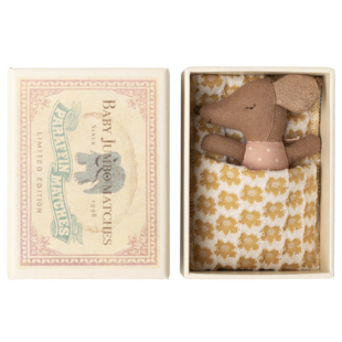 Maileg | Sleepy wakey baby mouse in matchbox Rose