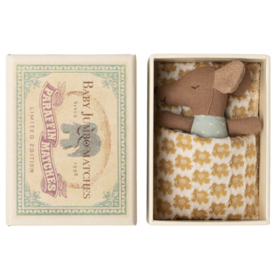 Maileg | Sleepy wakey baby mouse in matchbox  Blue