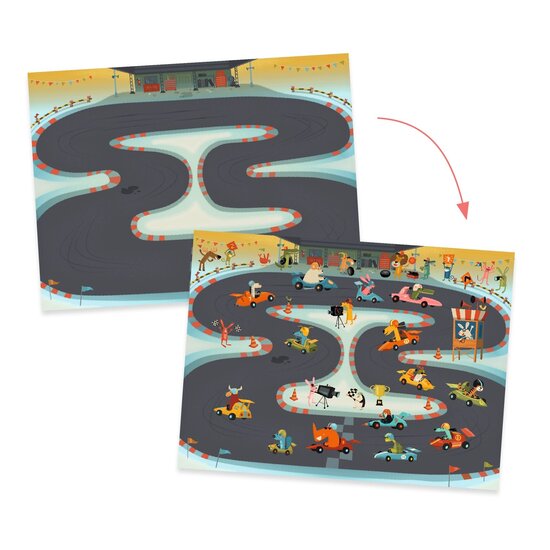 Djeco Djeco | + 100 Transferstickers En 3 Grote decors Asfalt