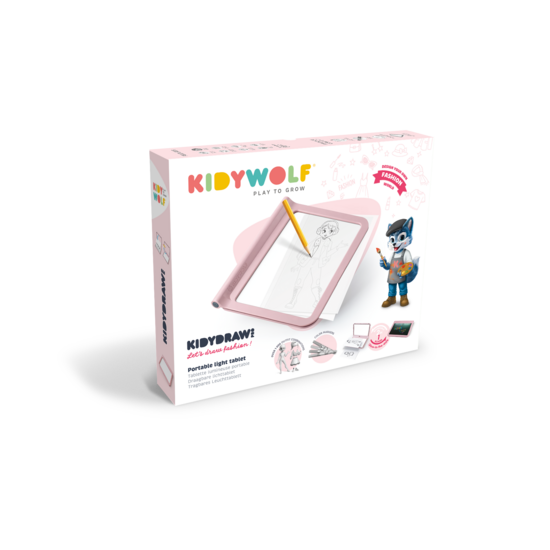 Kidywolf Kidywolf | Kidydraw - Pro Light Drawing Board Pink Let's Draw Fashion